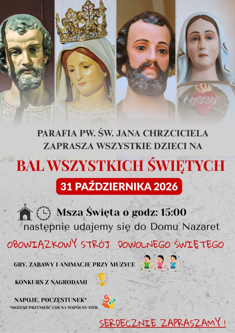 Święci są wśród nas! Zapraszamy wszystkie dzieci na Bal Wszystkich Świętych